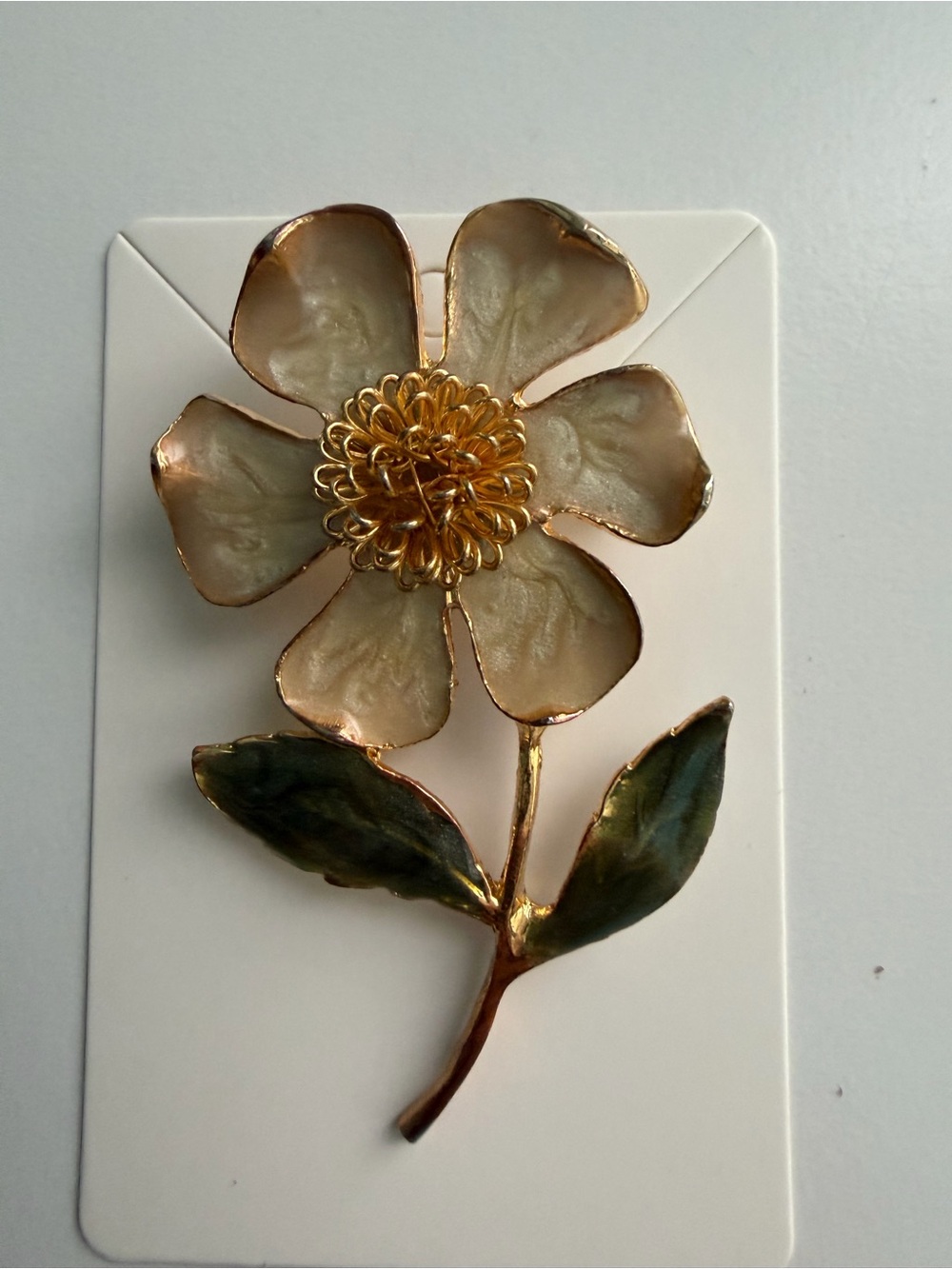 Vintage Enameled Large Flower Brooch